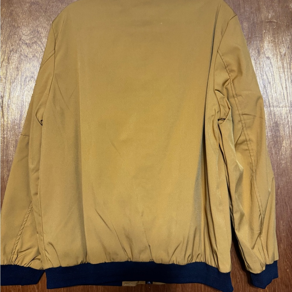 Stylish Mustard Bomber Jacket with Black Accents - Picture 2 of 3